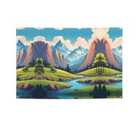 Montagne verdi e acque limpide Stampa banner festivi e fondali appesi - decora facilmente la scena della tua festa