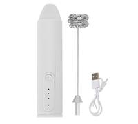 Montalatte Bacchetta Frusta Elettrico Creatore di Schiuma Miscelatore Portatile per Bevande per Frappè al Caffè Mescolando Sbattere Senza Fili Ricaricabile per Alimenti Acciaio (Bianco)