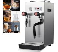 Montalatte, bollitore elettrico e ad acqua, macchina per schiumare 4 in 1 in acciaio inossidabile con display a LED per caffè, latte, cappuccino e cioccolata calda