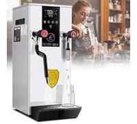 Montalatte, commerciale, macchina per schiumare il latte a vapore elettrico da 220 V e 2500 W, macchina per bollire l'acqua a vapore, con 2 display LCD per la temperatura (bianco)