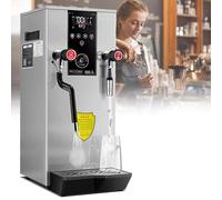 Montalatte, commerciale, macchina per schiumare il latte a vapore elettrico da 220 V e 2500 W, macchina per bollire l'acqua a vapore, con 2 display LCD della temperatura (argento)