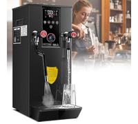 Montalatte, commerciale, macchina per schiumare il latte a vapore elettrico da 220 V e 2500 W, macchina per bollire l'acqua a vapore, con 2 display LCD per la temperatura (nero)