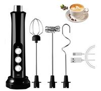 Montalatte elettrico 3 in 1 ricaricabile per schiuma di latte Schiumatore portatile Montalatte ad alta velocità Miscelatore per bevande Caffè Black