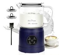 Montalatte Elettrico 4 in 1, Cappuccinatore Elettrico per Calda e Fredda, Scaldalatte in Vetro, Macchina Automatica per Caffè Latte, Cioccolata (Blu)