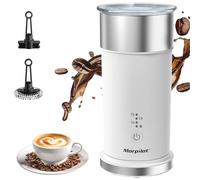 Montalatte Elettrico 4 in 1, Morpilot Milk Frother Automatico con Schiuma Calda e Fredda, Latte Caldo, Capacità 115 ml/240 ml, per Cappuccino e Latte Macchiato, Bianco