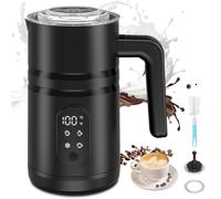 Montalatte Elettrico 5-in-1 | Cappuccinatore Scaldalatte Elettrico 350ml | Macchina per Cappuccino Automatica per Caldo Freddo, Cioccolata & Macchiato, Monta Latte con Display Temperatura (nero)