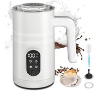 Montalatte Elettrico 5-in-1 | Cappuccinatore Scaldalatte Elettrico 350ml | Macchina per Cappuccino Automatica per Caldo Freddo, Cioccolata & Macchiato, Monta Latte con Display Temperatura (bianco)
