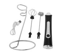 Montalatte elettrico Bacchetta ricaricabile Macchina per schiuma portatile Miscelatore per bevande con 3 velocità 2 Teste intercambiabili per caffè Cioccolata calda Matcha Acciaio