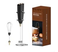 Montalatte elettrico con frusta in acciaio inox e alloggiamento in ABS per preparare schiuma di caffè, panna montata e pastelle miste (nero)
