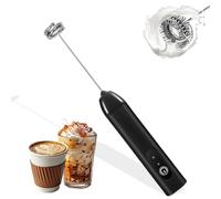 Montalatte Elettrico Frullino Montalatte Portatile a Doppia Frusta, Milk Frother Ricaricabile Usb a 3 Velocità, Montalatte Manuale Per Latte/Cappuccino/Caffè/Montalatte