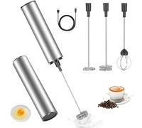 Montalatte Elettrico Frullino, Montalatte Portatile con 3 Accessori, Ricaricabile Frullino Montalatte, F-rullino M-ontalatte USB, Schiumatore Latte per Caffè, Latte, Cappuccino, Matcha