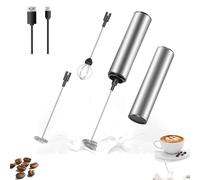 Montalatte Elettrico, Montalatte elettrico in acciaio inox, Frullino Elettrico USB Ricaricabile Schiumatore Latte, 2 Velocità Regolabile, Schiumino per Cappuccino, Caffè Schiumoso, Latte Macchiato