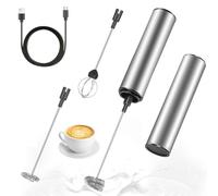 Montalatte Elettrico, Montalatte elettrico in acciaio inox, Frullino Elettrico USB Ricaricabile Schiumatore Latte, 2 Velocità Regolabile, per Cappuccino, Matcha, Caffè Schiumoso, Latte