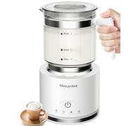 Montalatte Elettrico, Morpilot Milk Frother in Vetro, Bello da Vedere, 4 in 1 Funzione, Capacità 250ml Cappuccino o 500 ml Latte Caldo, Design Diviso, Bianco