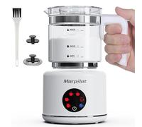 Montalatte Elettrico, Morpilot Milk Frother in Vetro, Bello da Vedere, 6 in 1 Funzione, Capacità 250ml Cappuccino o 500 ml Latte Caldo, Design Diviso, Bianco