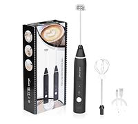 Montalatte Elettrico, POMME USB Frullatore Elettrico Ricaricabile Mini Schiuma Latte Elettrico Montalatte a 3 Velocità Regolabili Con 2 Diverse Teste di Miscelazione, Adatto Per Caffè, Uova