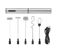 Montalatte Elettrico Portatile - Acciaio Inossidabile 3,2x25,6 Cm | Montalatte Per Caffè Con Motore Silenzioso, Ricaricabile Tramite USB, Frusta A 3 Velocità, Mixer Per Latte Cappuccino | Schiumalatte