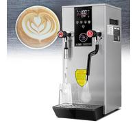 Montalatte, macchina per schiumare il latte commerciale da 220 V, bollitore per acqua da 12 litri, schiumatore elettrico a vapore multiuso, con display a LED (argento)
