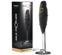 Montalatte nero opaco, montalatte portatile con frusta elettrica, 19000 giri/min, ricette per libri e supporto in acciaio inox inclusi, miscelatore manuale elettrico (onice nero opaco)