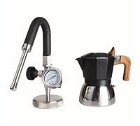 Montalatte per esterni, 100 ml, in acciaio inox, con beccuccio a 3 fori/manometro per la pressione dell'aria, lavabile e facile da pulire, per riscaldamento Ame e a induzione