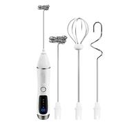 Montalatte Portatile, Schiumatore Elettrico Ricaricabile Usb, Schiumatore Per Bevande Regolabile Con 3 Testine Mixer Display Digitale Miscelatore Per Bevande Portatile Per Il Caffè Con Le