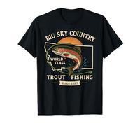 Montana Big Sky Country pesca alla trota, arte retrò Maglietta