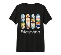 Montana Brushstroke Bison Cappello da Cowboy Montagne Maglietta Premium