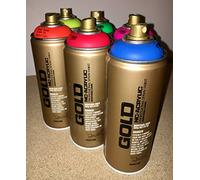 Montana Gold - set di 6 bombolette spray neon fluorescenti da 400 ml