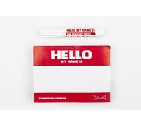 Montana HELLO my name is - Pacchetto adesivi 12 x 9 cm rosso classico + pennarello nero - targhette portanome