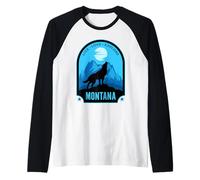 Montana Live Love Esplora Il Design del Lupo ululato Maglia con Maniche Raglan