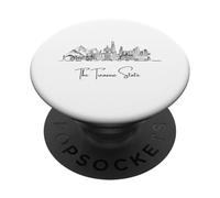 Montana, orizzonte, nero, casa, -, disegnato, mano, viaggiare, arte, souvenir PopSockets PopGrip Adesivo