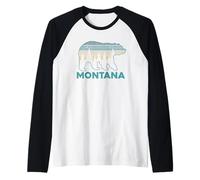 Montana Vintage Orso Grizzly Natura Escursioni Souvenir Maglia con Maniche Raglan