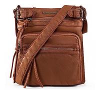 Montana West Borsa a tracolla da donna in morbida pelle lavata, multi tasca, Y#cammello, Small