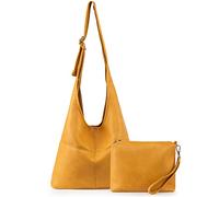 Montana West Hobo Bags - Borsa a tracolla pieghevole ultra morbida da donna, con portamonete, 2 pezzi/set giallo