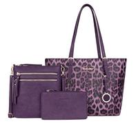 Montana West Moda 3 pz borsa Set Leopard Print Tote Bag Nascondi Carry Bag per le donne, 055 Viola