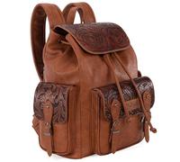 Montana West Wrangler, zaino da donna e uomo, stile western, con strumenti floreali, borse da viaggio, Marrone intagliato, Medium