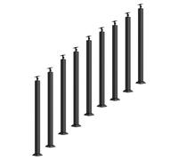 Montanti a balaustra a Fissaggio Laterale, 91,4 cm, Neri, Quadrati, per ringhiere per Scale, Set da 2/3/4/6/8/10 Pezzi, Sistema di Recinzione per Esterni, Regolabile a 270° (Set da 9 Pezzi,