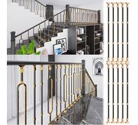 Montanti in Metallo per balaustre, Moderni montanti Quadrati Neri per ringhiere di Scale Interne, con staffe Piatte e Kit di Sollevamento, Adatti per Loft/Ville/terrazze (10 montanti per con