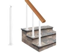 Montanti per Balaustre Quadrate per Scale - Ferro Battuto Ringhiera Regolabili A 270° per Mansarde Uffici,Corrimano per Scale,Ringhiera per Scale (Size:95cm/37.4in,Color:White - 1-Pack - Front Mount)
