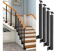 Montanti per ringhiere di scale, Colonna for ringhiera laterale, aste metalliche con staffa angolare piatta regolabile a 270°, colonna for corrimano for gradini, giardino(4 Pack,Height 65cm(25.6in))
