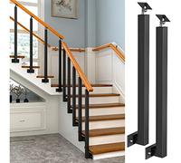 Montanti per ringhiere di scale, Colonna for ringhiera laterale, aste metalliche con staffa angolare piatta regolabile a 270°, colonna for corrimano for gradini, giardino(2 Pack,Height 90cm(35.4in))