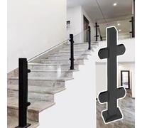 Montanti Quadrati per balaustre di Scale Tipo D, ringhiere di Sicurezza Resistenti con Morsetti, Adatte per balconi, Giardini e terrazze, Sia Interni Che Esterni. Montante Centrale Nero, Alt