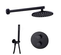 Montato a Parete Brass Blass Black Bath Bathin Mixer Combinatrice con Rotonda da e Portatile, per Il Set Doccia di Lusso in Bagno, 12 Pollici