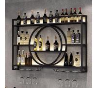 Montato a parete Con Luce LED Mensola di vino In Ferro Con Porta Bicchiere di vino Aggiornamento Metallo Wine Rack A Parete Bar Mensole Da Parete RacksBar Mensole Per Bottiglie di Liquore Per Cucina
