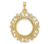 Montatura A Prong In Filigrana Vittoriana In Oro Giallo 14K - Per Monete Varie