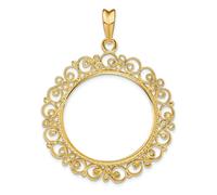 Montatura A Prong In Filigrana Vittoriana In Oro Giallo 14K - Per Monete Varie