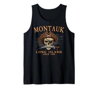 Montauk Long Island NY Teschio Pirata dal 1686 Arancione Canotta