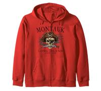 Montauk Long Island NY Teschio Pirata dal 1686 Nero Felpa con Cappuccio