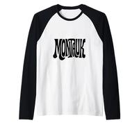 Montauk Vintage Tipografia Design New York Hamptons NY Maglia con Maniche Raglan