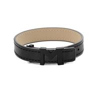 Montblanc M Logo Men's Leather Bracelet - Black Leather, Stainless Steel Clasp